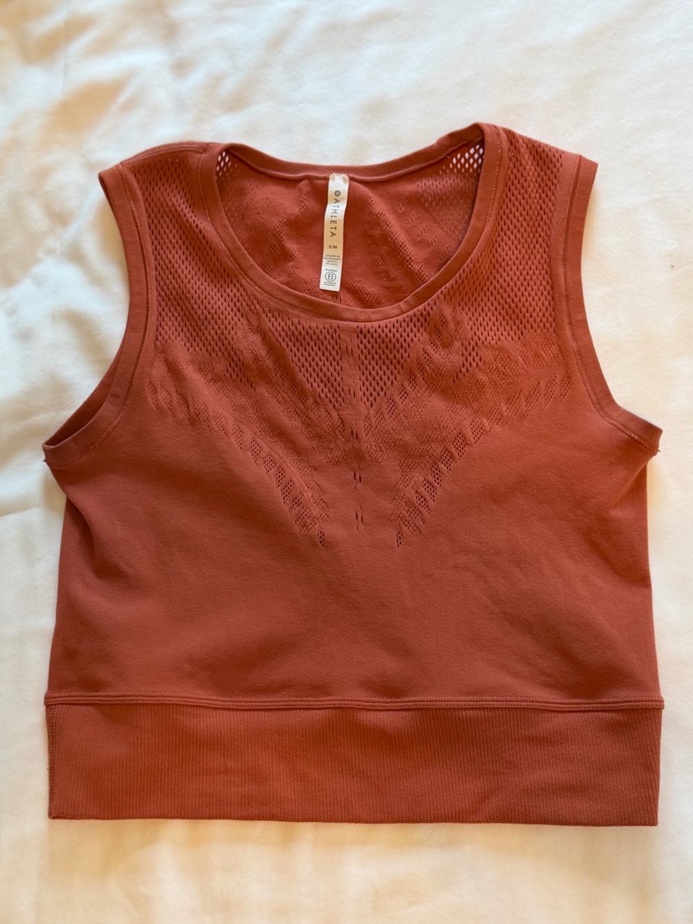 Athleta Brick Red Mesh Yoke Cropped Tank